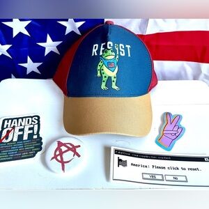 NWOT Portland Frog Resist Snapback Hat Navy Red Tan Anti-ICE Peaceful Protest